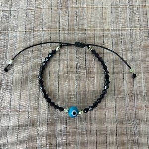 Handcrafted Bicone-Crystal Beaded Bracelet With Glass Central Charm